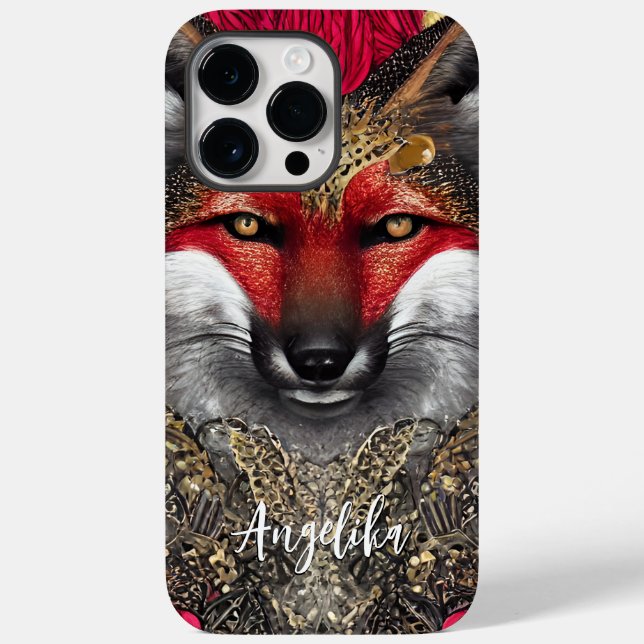 Customisable Red and Gold Fox Design Case-Mate iPhone Case (Back)