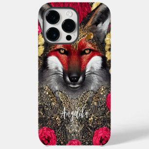 Customisable Red and Gold Fox Design iPhone 14 Pro Max Case
