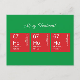 Customisable Red and Green Ho Ho Ho Periodic Table Postcard