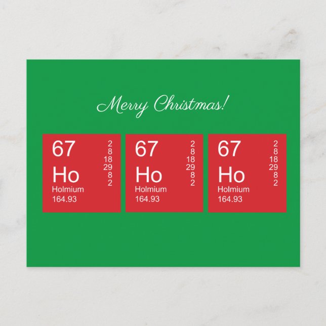 Customisable Red and Green Ho Ho Ho Periodic Table Postcard (Front)