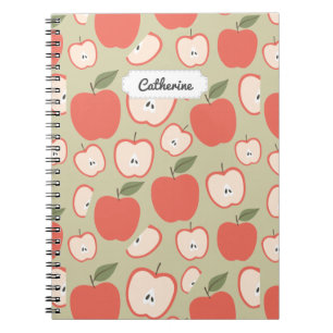 Customisable Red Apple Seamless Pattern Notebook