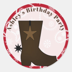Customisable Red Bandanna Cowboy Boot Classic Round Sticker