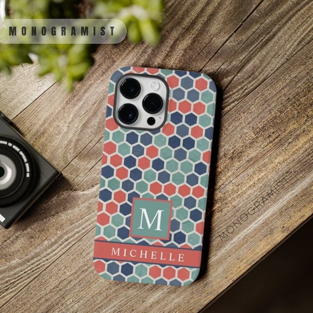 Customisable Red Blue Green Hexagon Geometric  Case-Mate iPhone Case (Customizable Red Blue Green Hexagon Geometric Case-Mate iPhone Case)