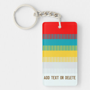 Customisable Red Blue Yellow White Grey Stripes Key Ring