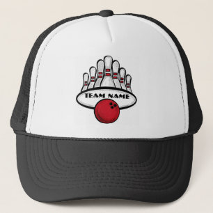Customisable red bowling team sport hat