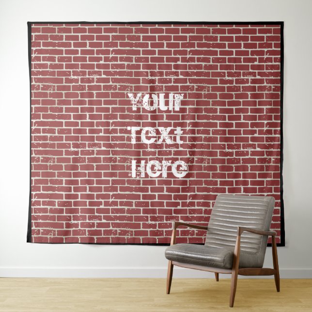 Customisable Red Brick Wall Backdrop Background Tapestry (In Situ (Horizontal))