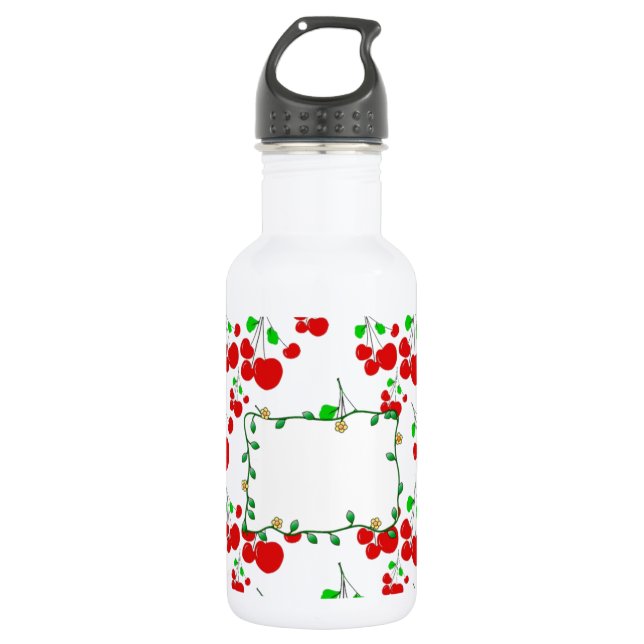 Customisable red cherry pattern accessories LeahG 532 Ml Water Bottle (Front)