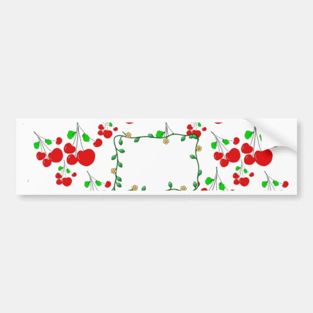 Customisable red cherry pattern accessories LeahG Bumper Sticker (Front)