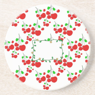 Customisable red cherry pattern accessories LeahG Coaster