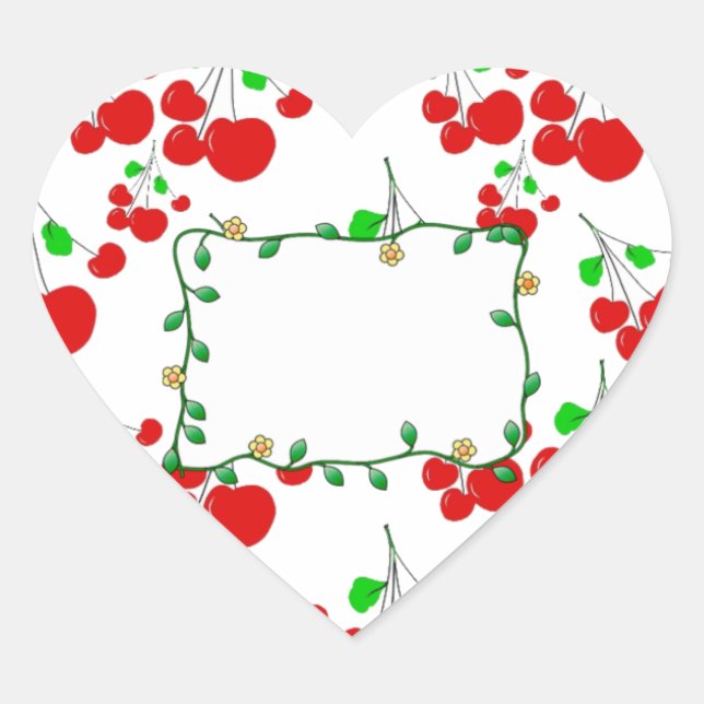Customisable red cherry pattern accessories LeahG Heart Sticker (Front)