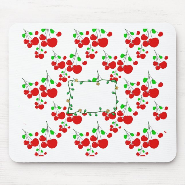 Customisable red cherry pattern accessories LeahG Mouse Mat (Front)