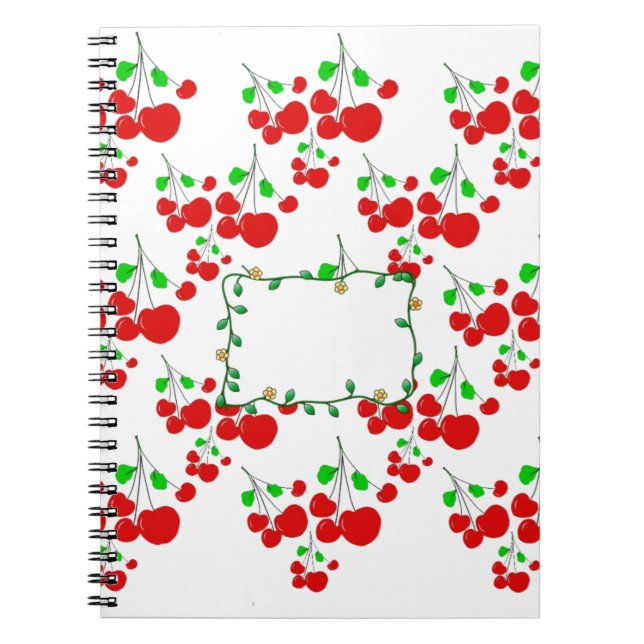 Customisable red cherry pattern accessories LeahG Notebook (Front)