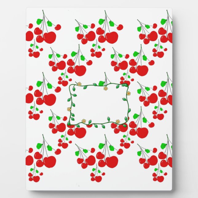 Customisable red cherry pattern accessories LeahG Plaque (Front)
