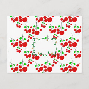 Customisable red cherry pattern accessories LeahG Postcard