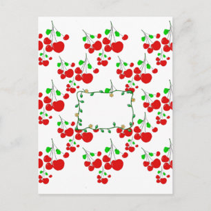 Customisable red cherry pattern accessories LeahG Postcard