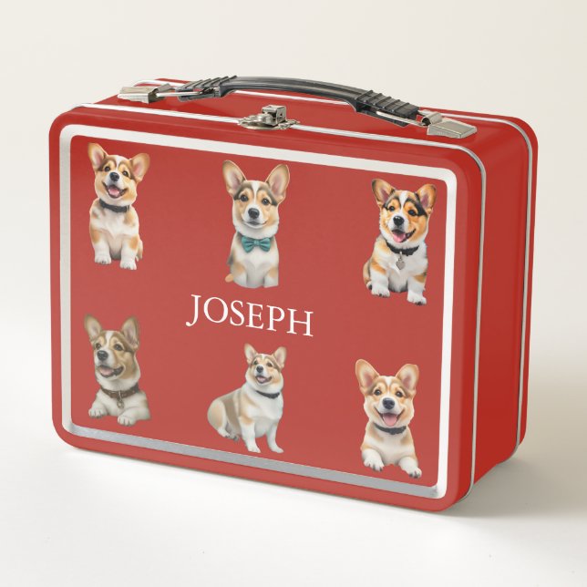 Customisable Red Corgi Lunch Box for Kids (Front)