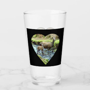 Customisable Red Deer Doe and Baby Deer Nature Art Glass