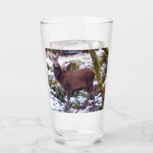 Customisable Red Deer Stag in Snow Nature Art Glass