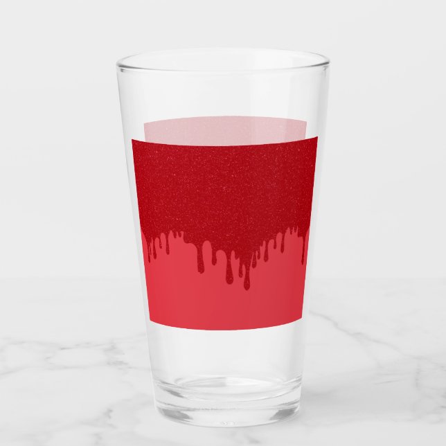 Customisable Red Drip Pint Glass Cup (Front)