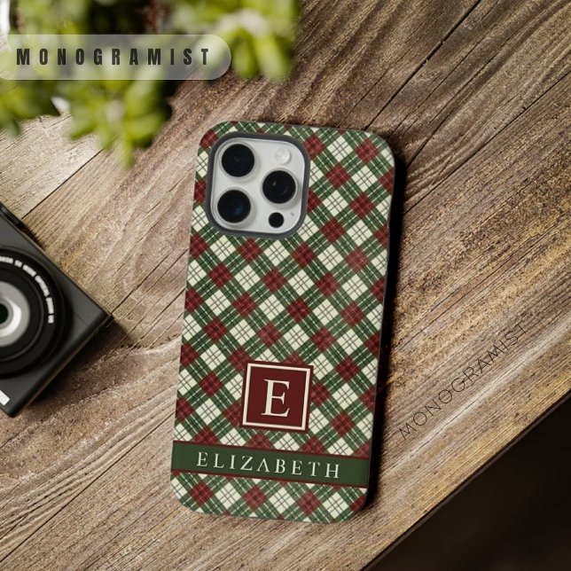 Customisable Red Green White Chequered Pattern iPhone Case (Customizable Red Green White Checkered Pattern iPhone Case)
