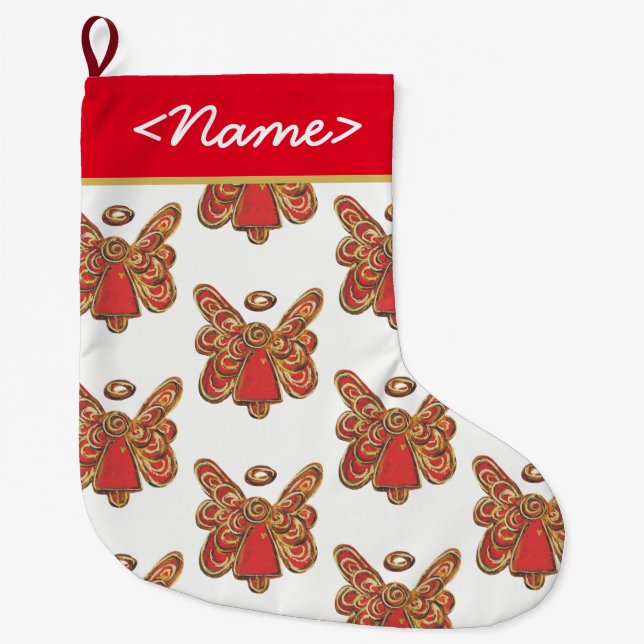 Customisable Red Guardian Angel Stocking (Front)