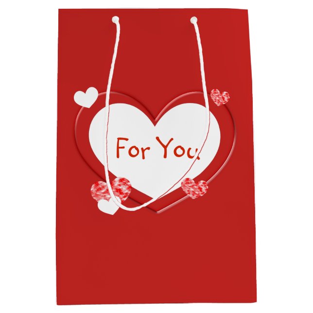 Customisable Red Hearts Valentine's Day Gift Bag (Front)