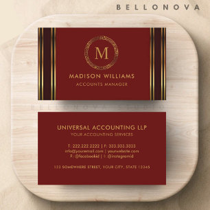 Customisable Red Maroon Gold Professional Business Card