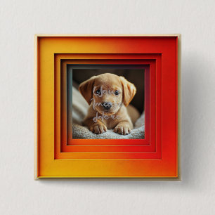 Customisable Red Orange Sunset Gradient Frame 15 Cm Square Badge