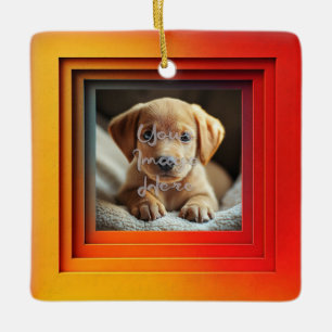 Customisable Red Orange Sunset Gradient Frame Ceramic Ornament