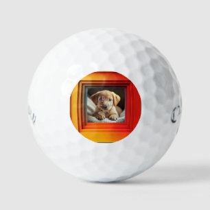 Customisable Red Orange Sunset Gradient Frame Golf Balls