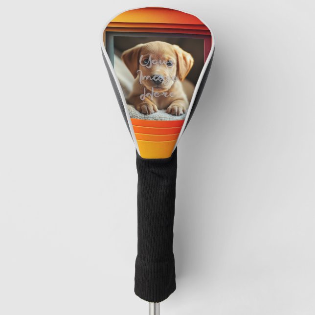 Customisable Red Orange Sunset Gradient Frame Golf Head Cover (Front)