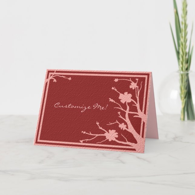 Customisable red pink theme greeting card (Front)