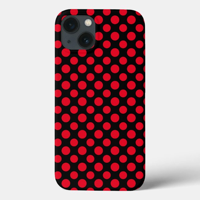 Customisable Red Polka Dots On Black Background Case-Mate iPhone Case (Back)