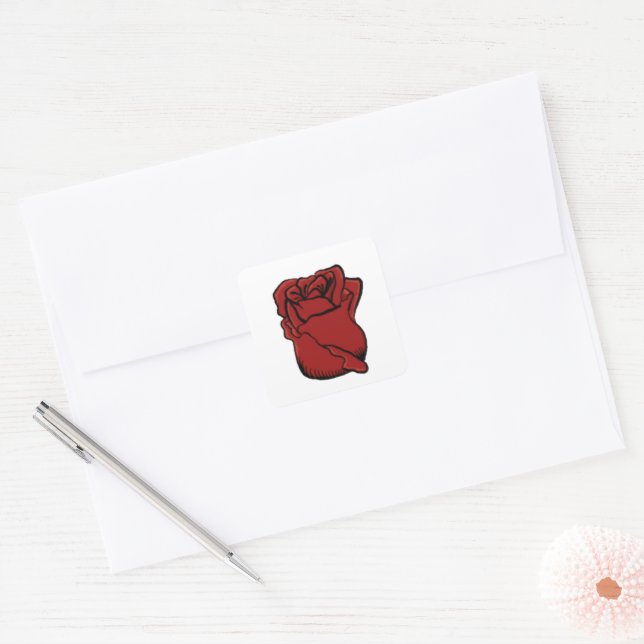 Customisable Red Rose Sticker (Envelope)