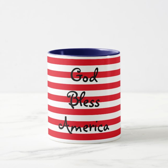 Customisable Red, White and Blue God Bless America Mug (Center)