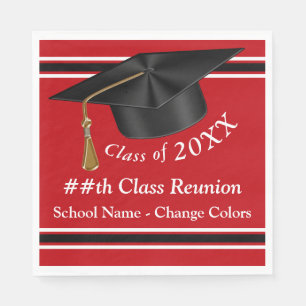 Customisable Red White Black Class Reunion Napkins