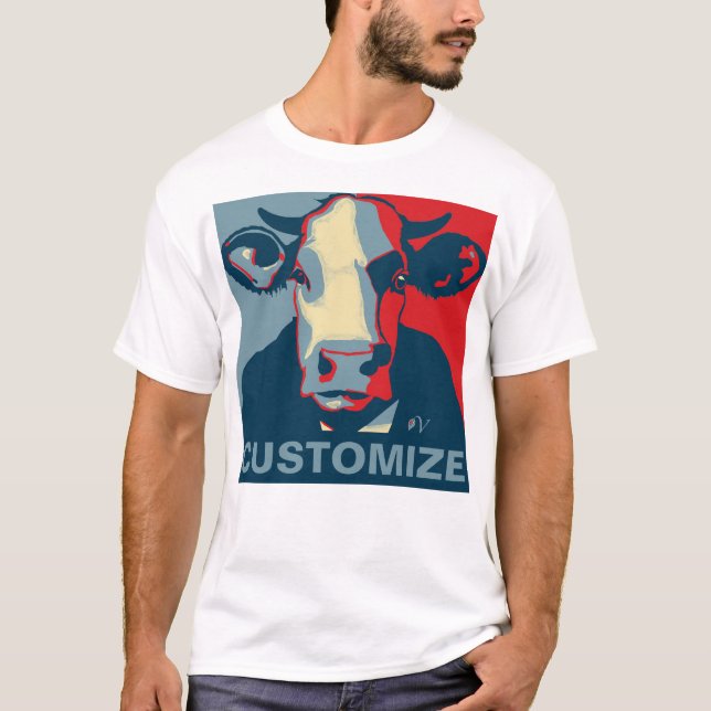 Customisable! Red White Blue Pop Art Cow Tshirt (Front)