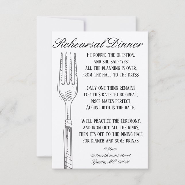 Customisable Rehearsal Dinner Card (Front)