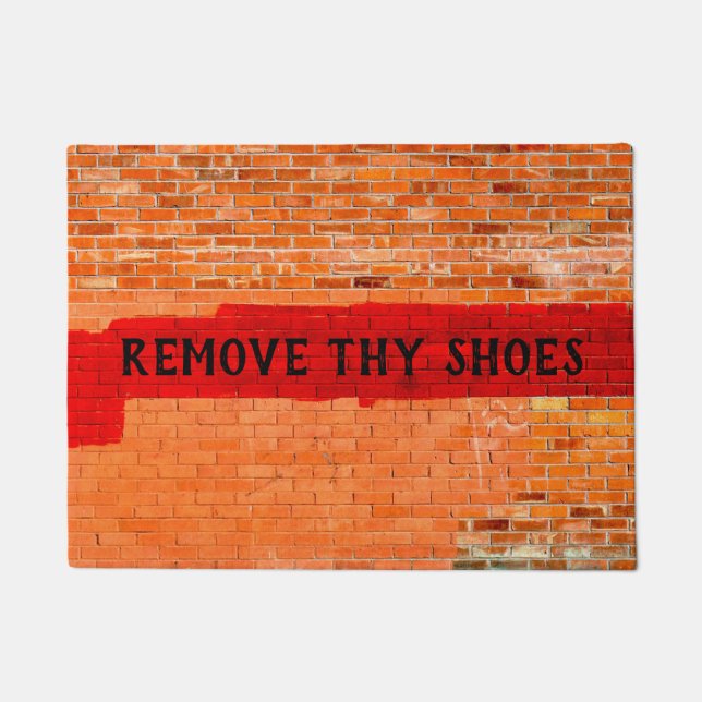 Customisable "Remove Thy Shoes" Fun Cool Unique Doormat (Front)