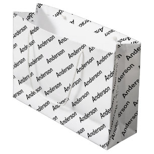 Customisable Repeating Text Modern White & Black Large Gift Bag