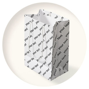 Customisable Repeating Text Modern White & Black Medium Gift Bag