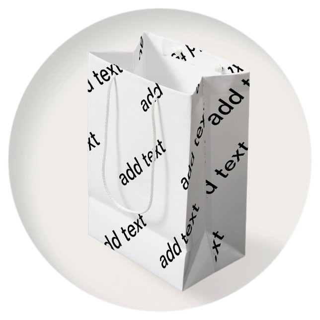 Customisable Repeating Text Modern White & Black Medium Gift Bag (Creator Uploaded)
