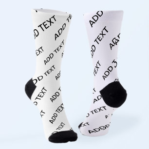 Customisable Repeating Text Modern White & Black Socks