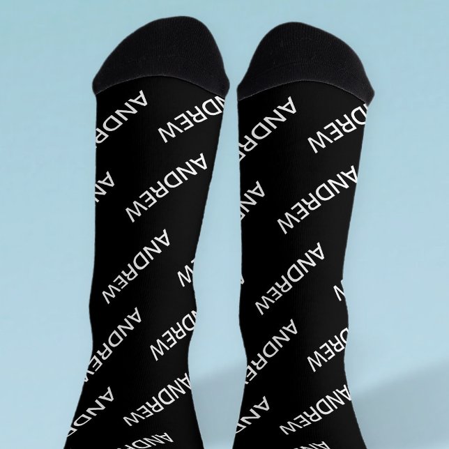 Customisable Repeating Text Modern White & Black Socks (Creator Uploaded)