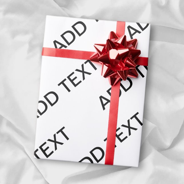 Customisable Repeating Text Modern White & Black Wrapping Paper (Creator Uploaded)