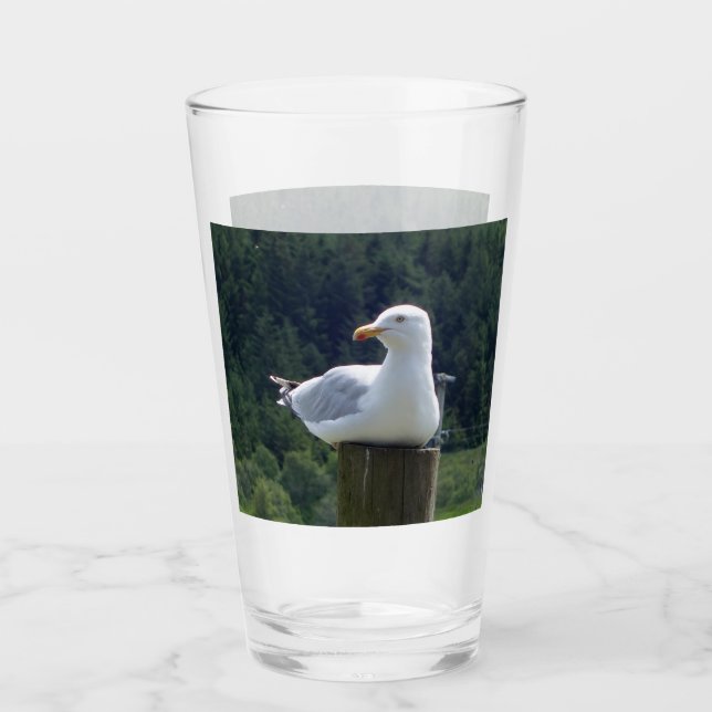Customisable Resting Seagull Ocean Nature Bird Glass (Front)