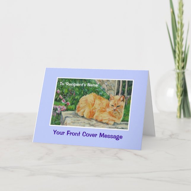 Customisable Retirement Card, Ginger Cat Card (Front)