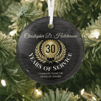 Customisable Retirement Employee Award Keepsake  Glass Tree Decoration
