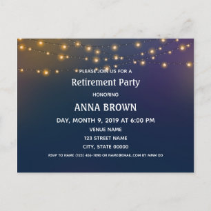 Customisable retirement invitation patio lights postcard