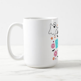 Customisable Retro Boo Halloween Floral Design Coffee Mug